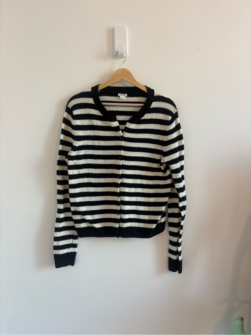 Kimchi Blue Black & White Striped Button Cardigan